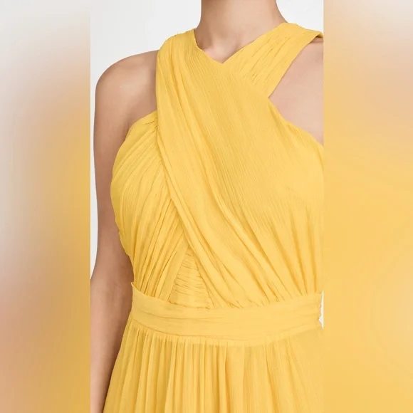 NWT $698 Veronica Beard Women's Yellow Florencia Silk Tiered Gown Dress - Picture 3 of 11